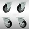 Service Caster 4 Inch SS Black Polyurethane Swivel Top Plate Caster Set with 2 Brakes SCC SCC-SS20S414-PPUB-BLK-2-TLB-2 - alternate 1